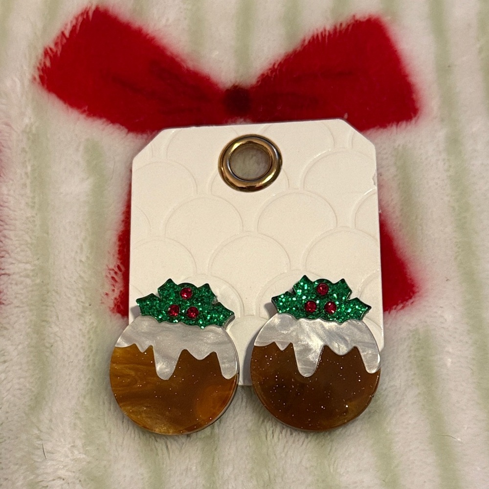š» Christmas Pudding Holiday Stud Earrings NWT